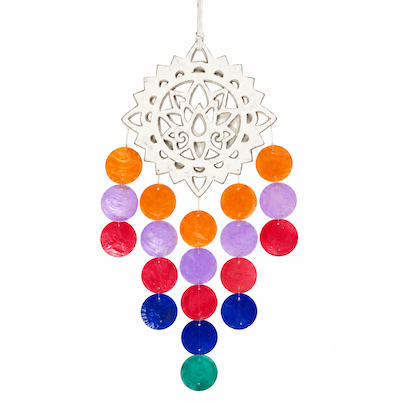 Lotus Mandala Wooden Shell Hanging